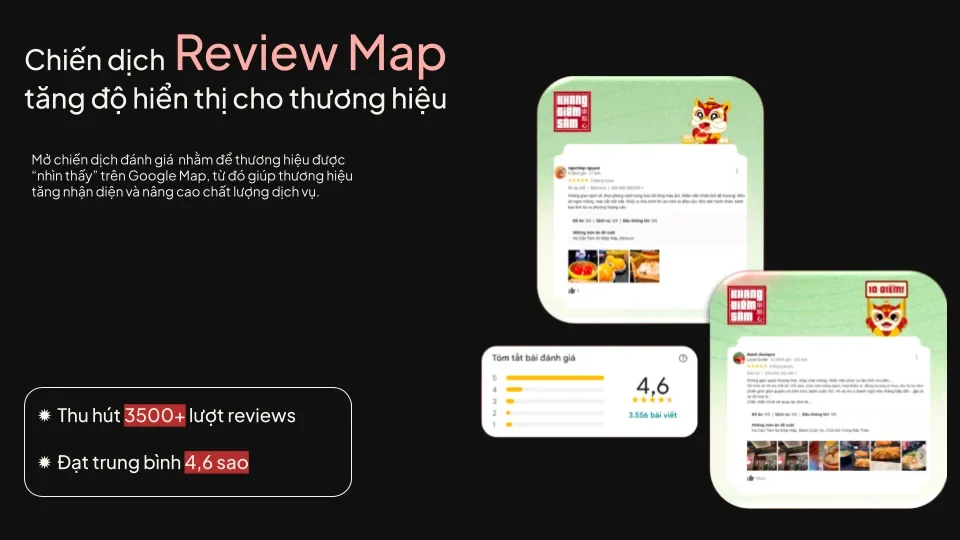 Google Maps review campaign: 3,500+ reviews, 4.6 average